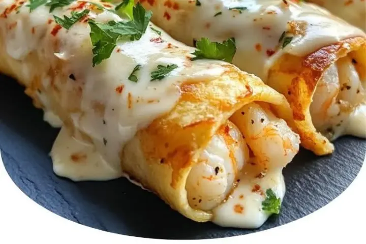 Golden baked cheesy crab shrimp bombs on a serving plate, topped with parsley