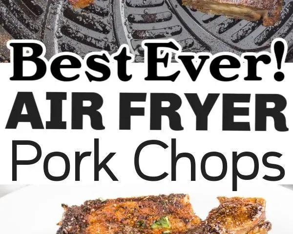 Crispy air fryer pork chops with golden crust on a plate