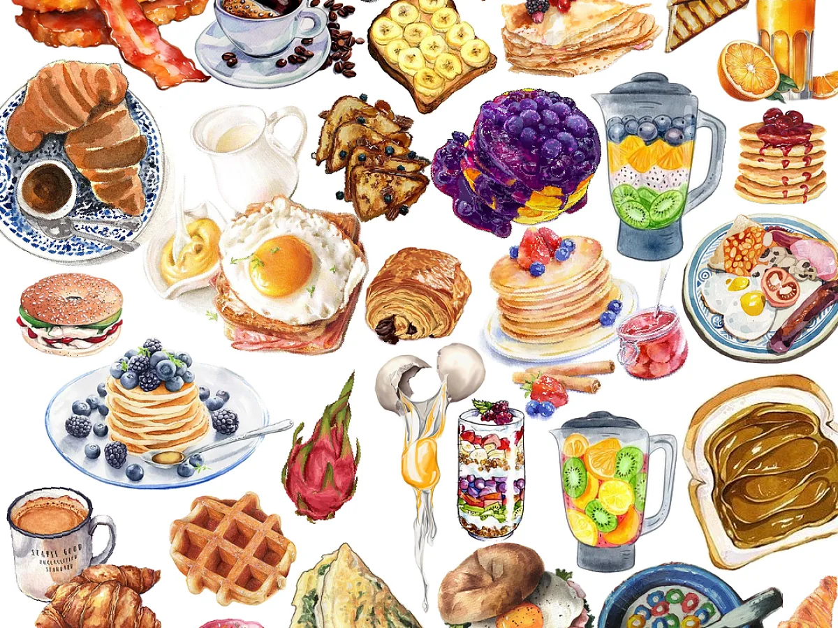 BreakfastRecipes print design, freshly made and ready to serve