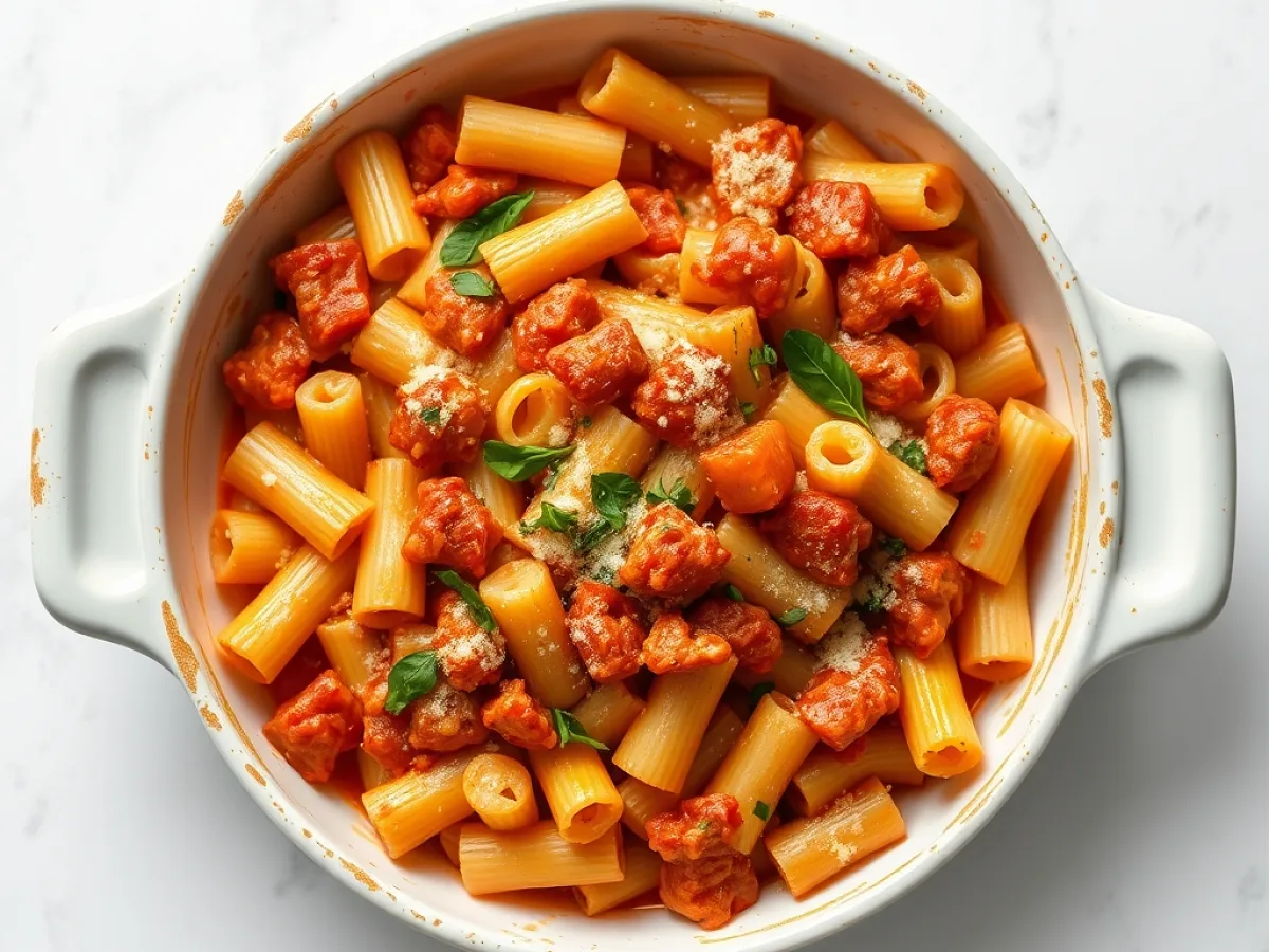 Baked Rigatoni, freshly made and ready to serve