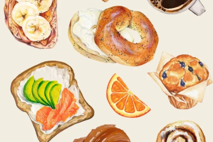 Breakfast Recipes print design, freshly made and ready to serve