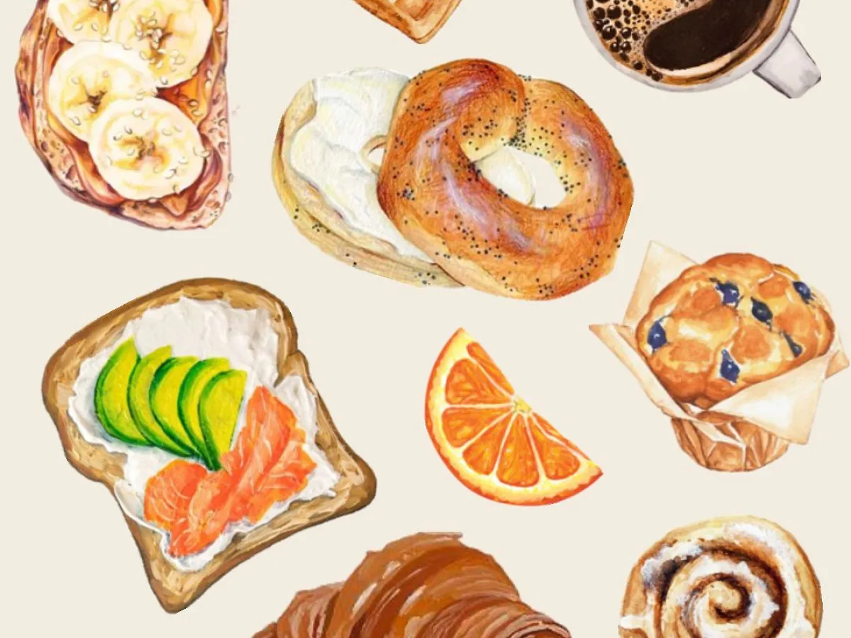 Breakfast Recipes print design, freshly made and ready to serve