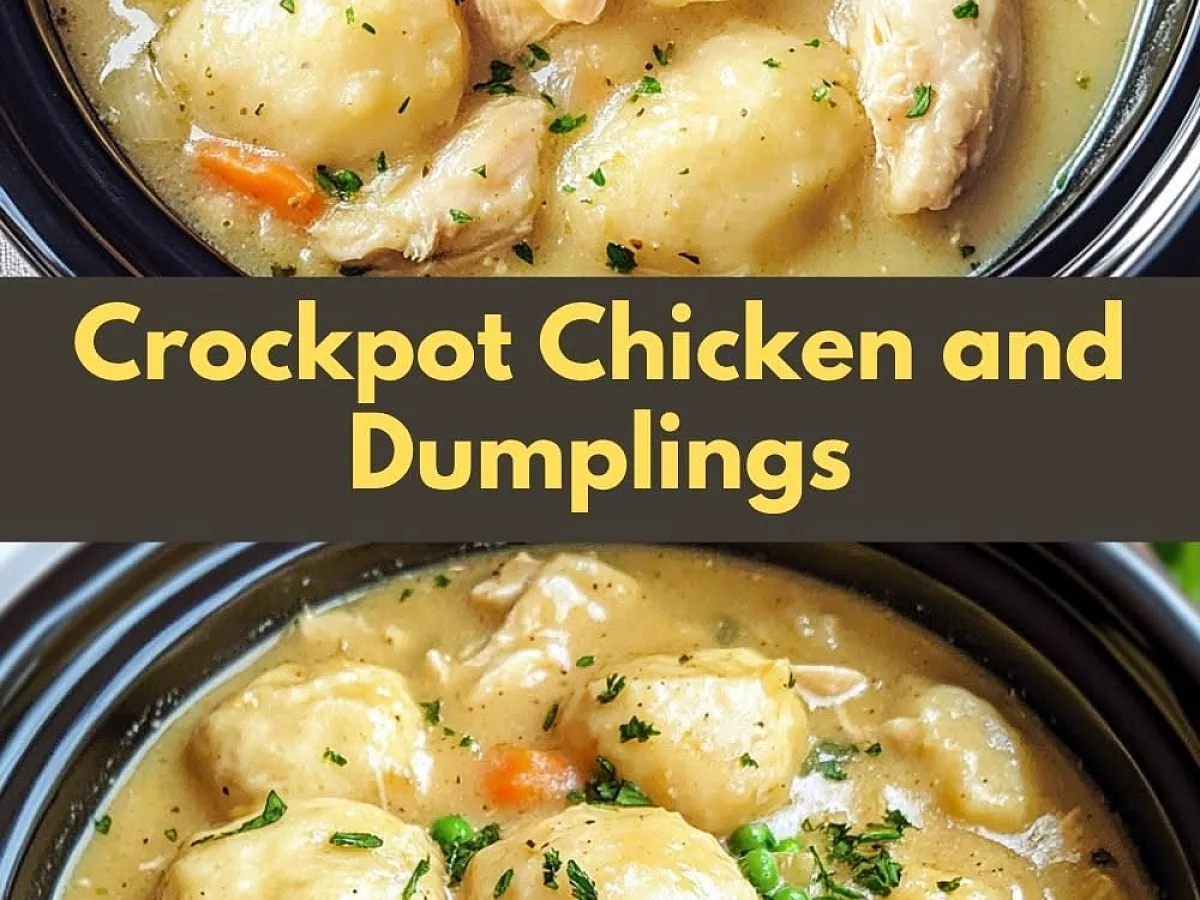 Crockpot chicken and dumplings meal, freshly made and ready to serve