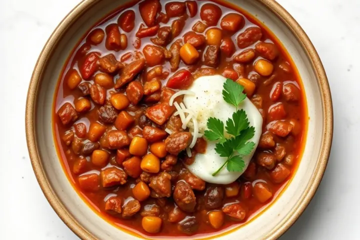 Crockpot Chili, freshly made and ready to serve