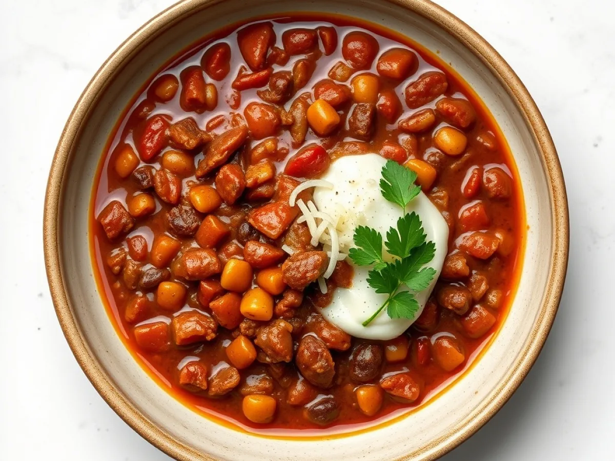 Crockpot Chili, freshly made and ready to serve