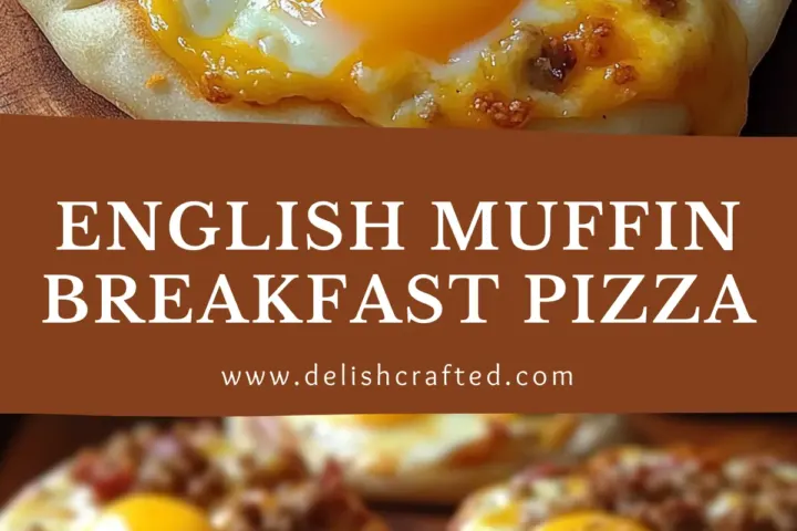 English muffin breakfast pizza, freshly made and ready to serve