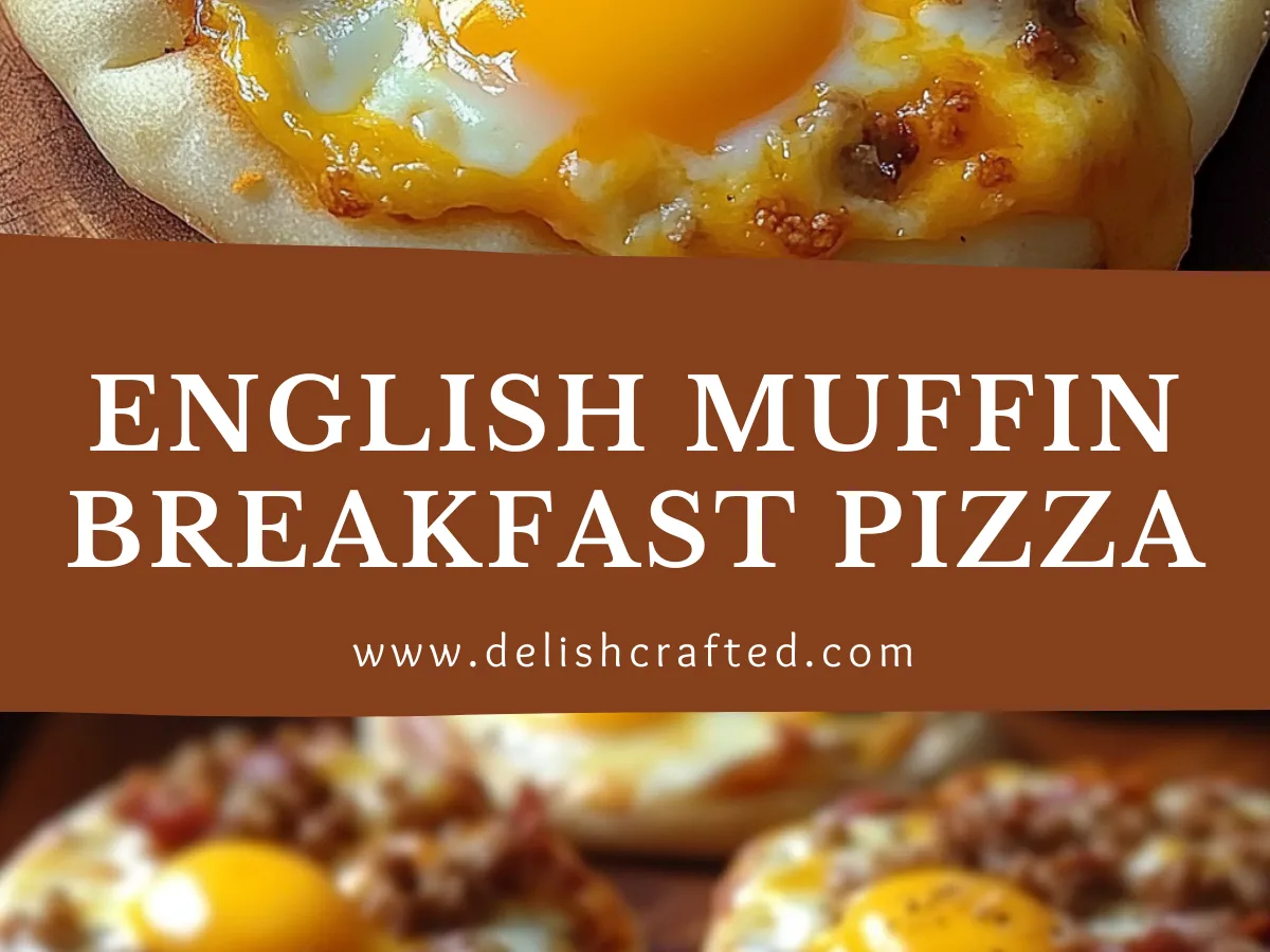English muffin breakfast pizza, freshly made and ready to serve