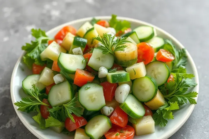 CUCUMBER DILL salad fresh, freshly made and ready to serve