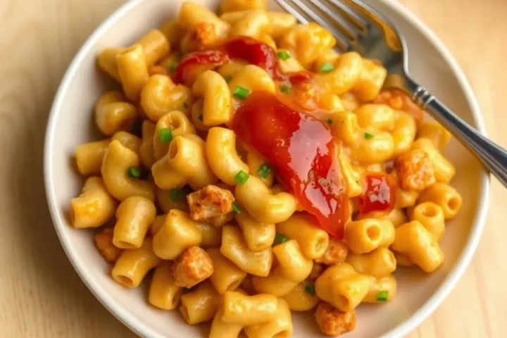 HIGH PROTEIN HONEY BBQ CHICKEN MAC & CHEESE, freshly made and ready to serve