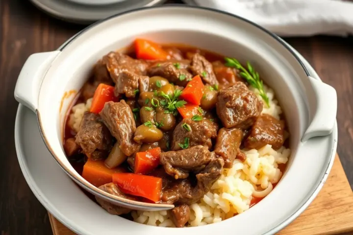 Slow Cooker Beef, freshly made and ready to serve