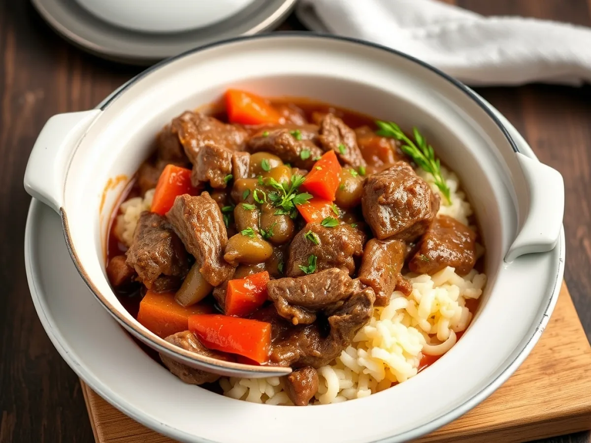 Slow Cooker Beef, freshly made and ready to serve