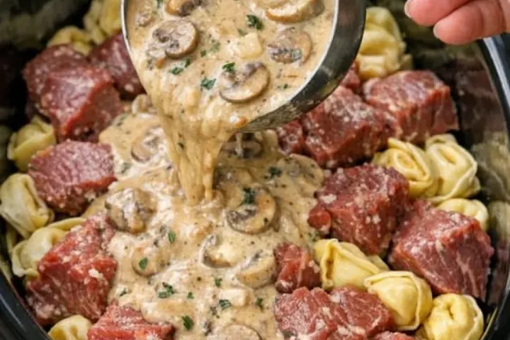 Slow Cooker Creamy Marsala Beef Tortellini – Easy Dinner