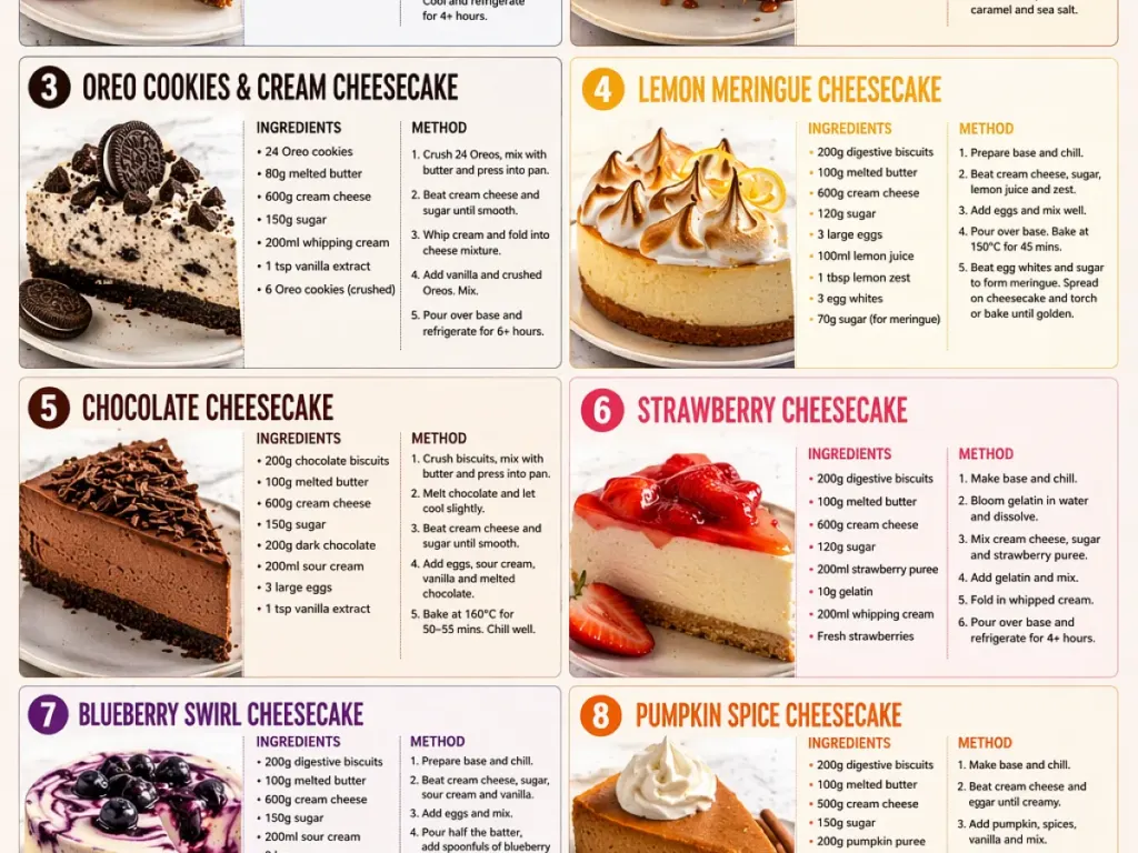 Cheesecake Recipe, freshly made and ready to serve