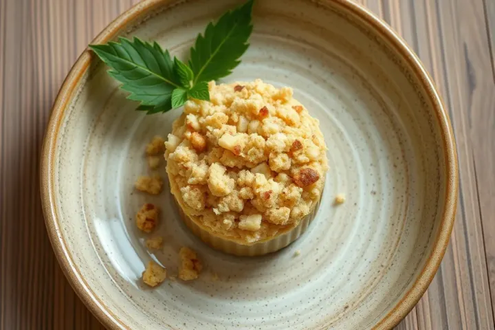 Crumbly dessert, freshly made and ready to serve