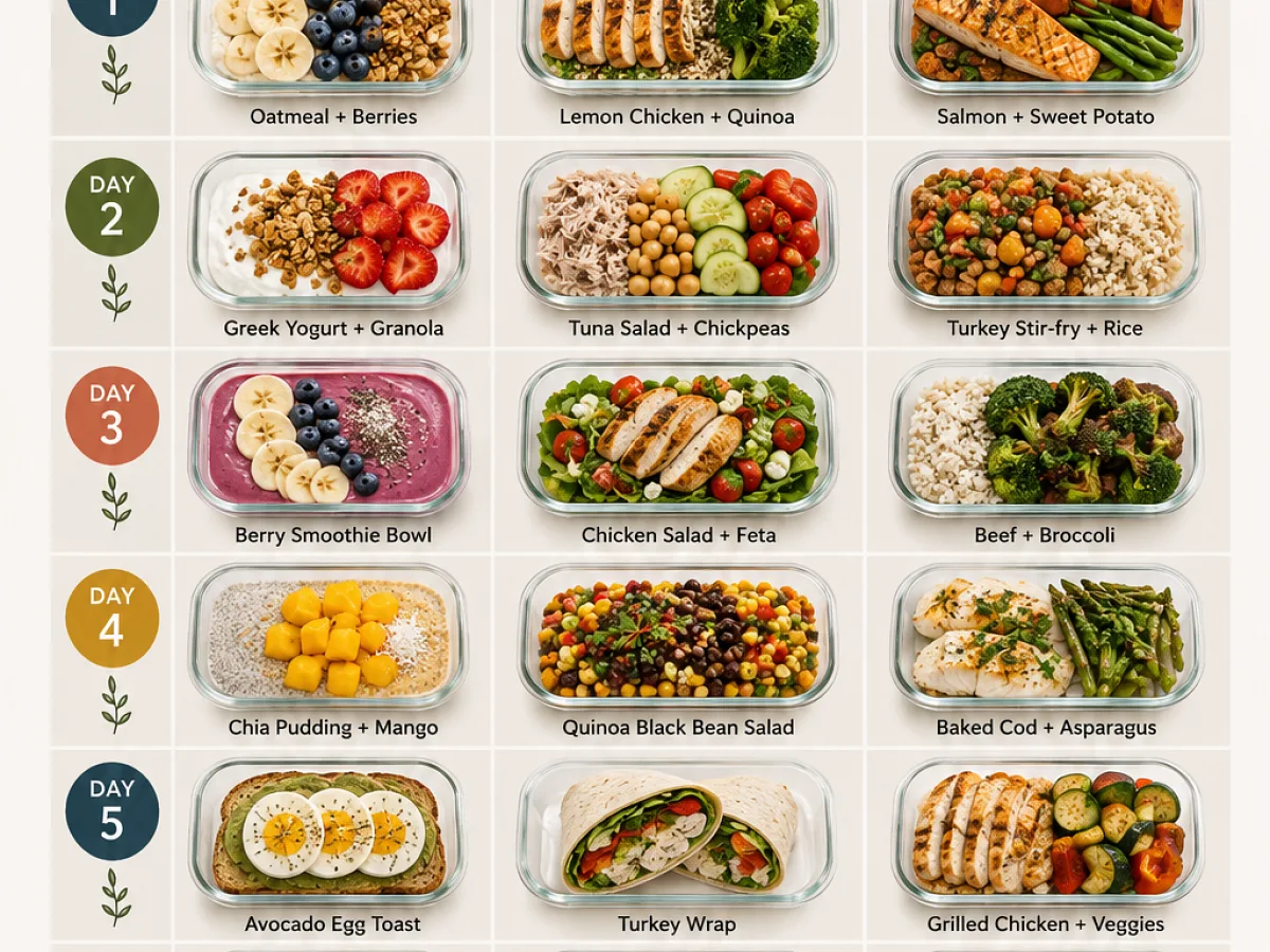 Make your week easier with a simple 7-day healthy meal prep plan, freshly made and ready to serve